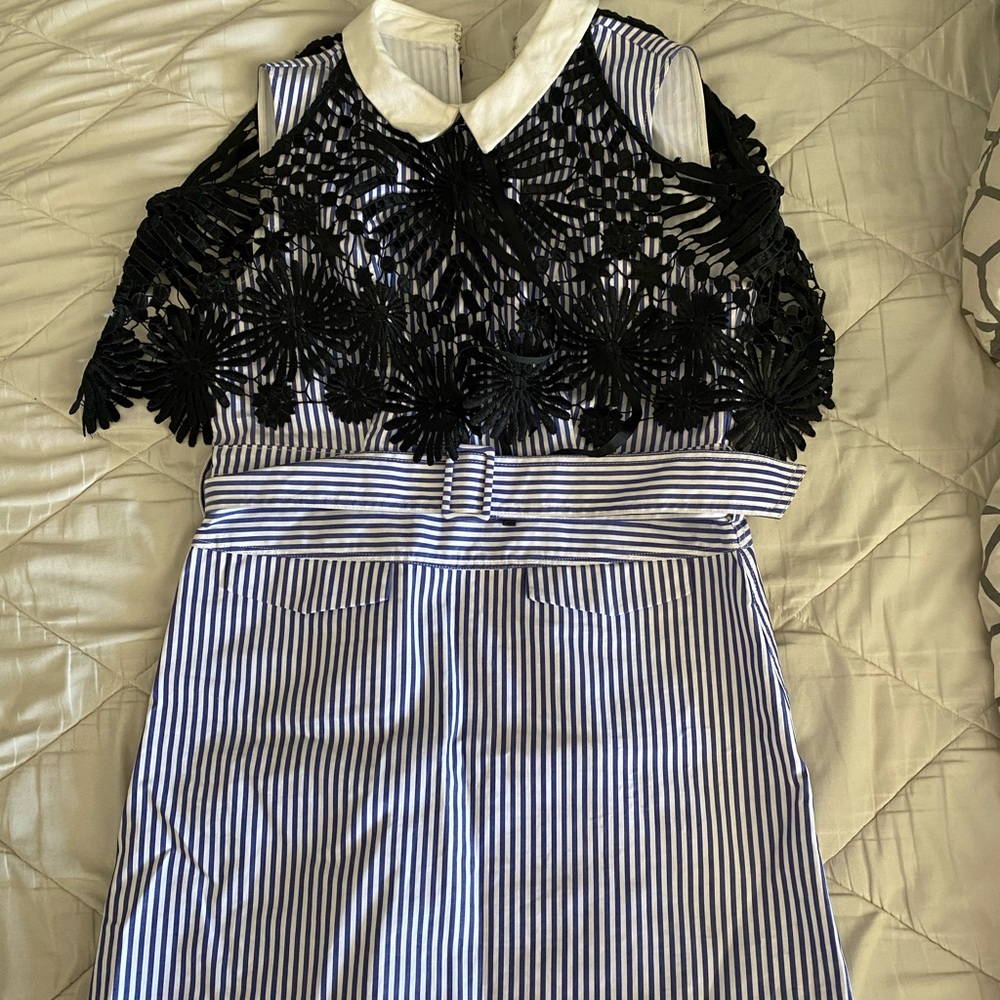 Self-Portrait Blue Striped Mini